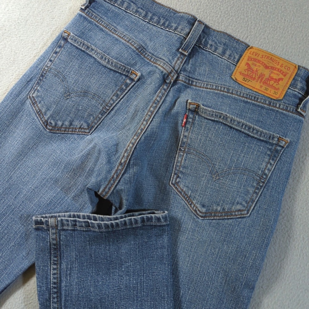 Levi's 527 Slim Bootcut Jeans Mens 30x30 Blue Medium Wash Denim Stretch Western